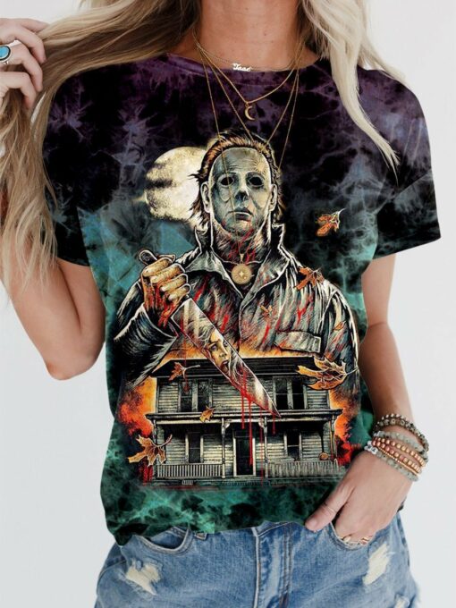 Halloween Michael Myers Scary 3D All Over Printed T-Shirt For Men And Women, Happy Halloween Day