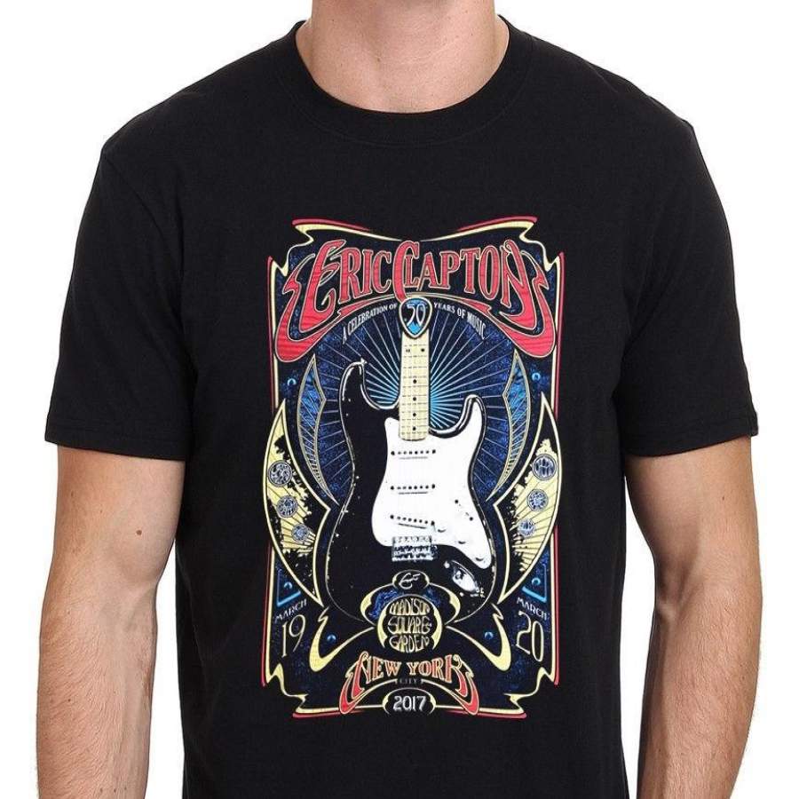 Details About Eric Clapton Tour Poster New York Art T-Shirt Men’s Black