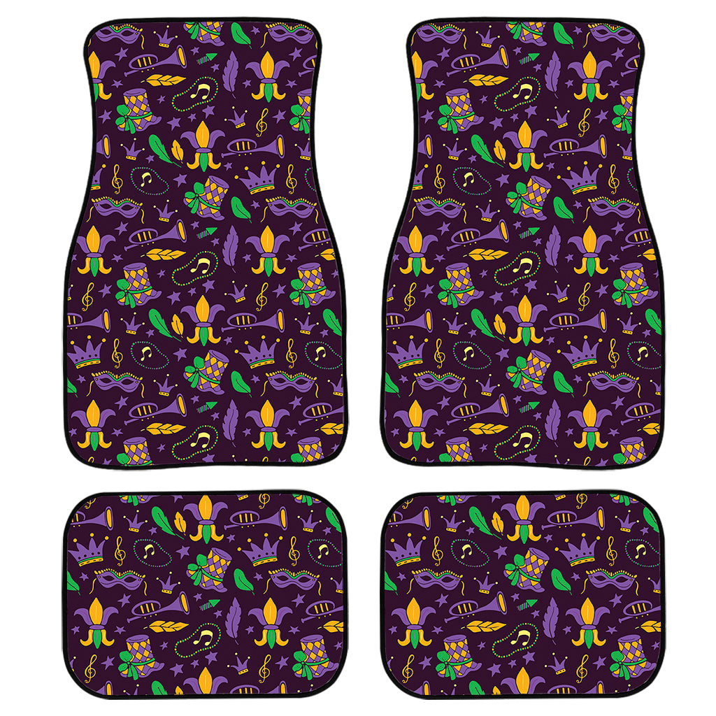 Mardi Gras Party Pattern Print Front And Back Car Floor Mats, Front Car Mat