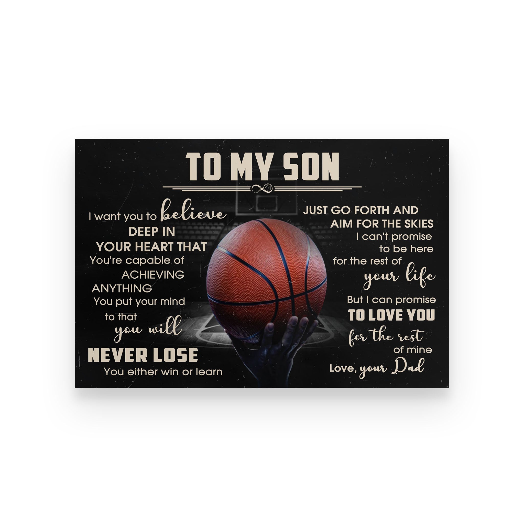 basketball poster dad to son  you will never lose