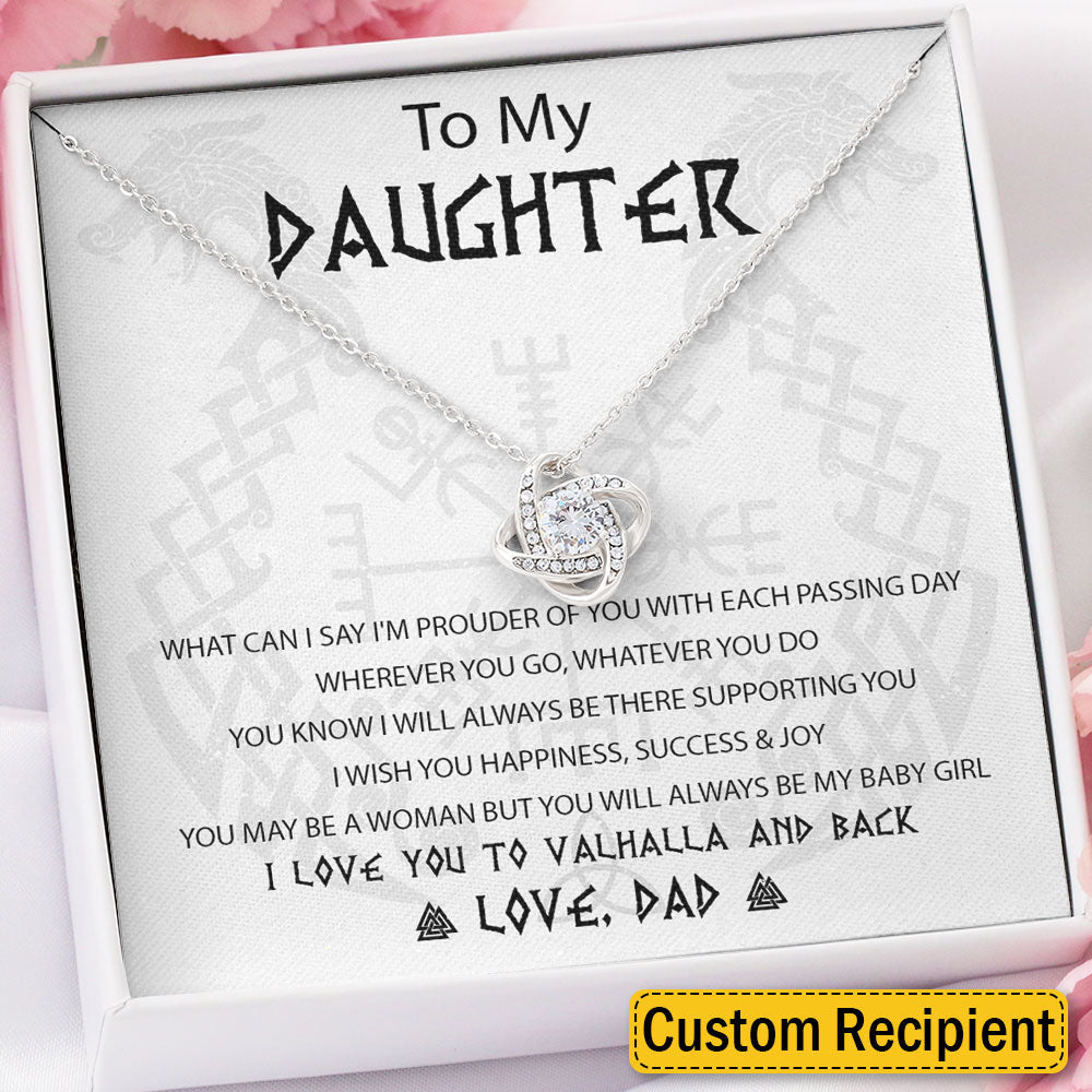 To My Daughter Granddaughter Necklace Gift From Viking Dad Mom – I Wish You Happiness, Success And Joy – Custom Love Knot, Eternal Hope, Alluring Beauty Necklace Lx053B