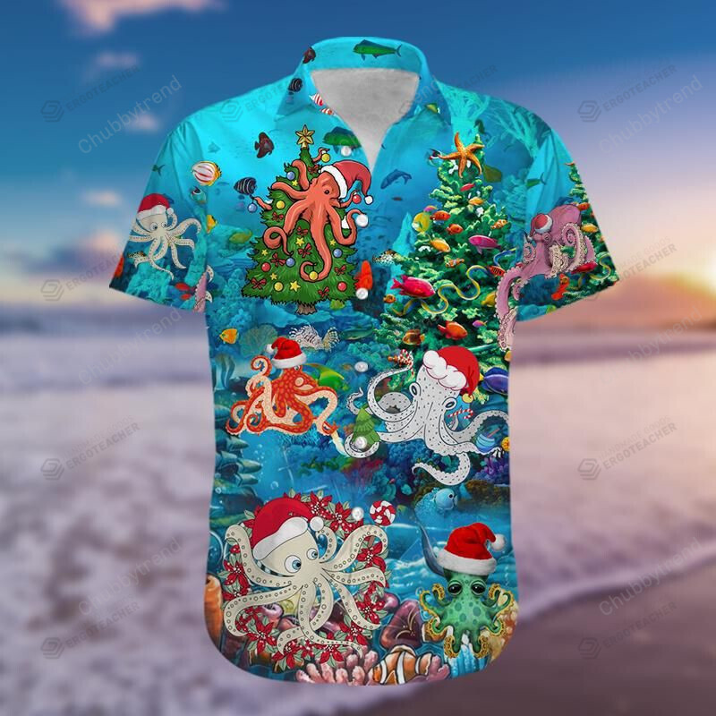 Funny Octopus Christmas Blue Hawaii Shirts Ha62358