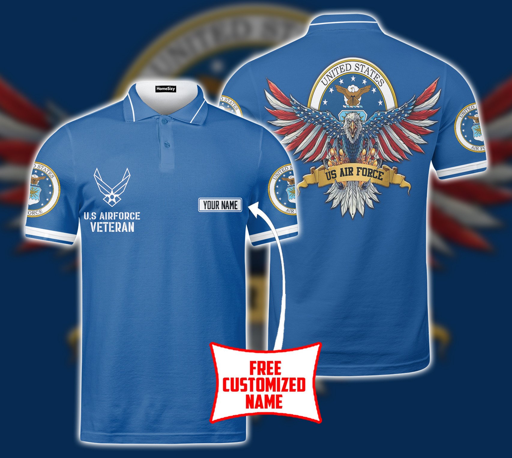 Personalized Custom Name 3D Us Airforce Veteran Ver2 Polo Shirts Qt302055La