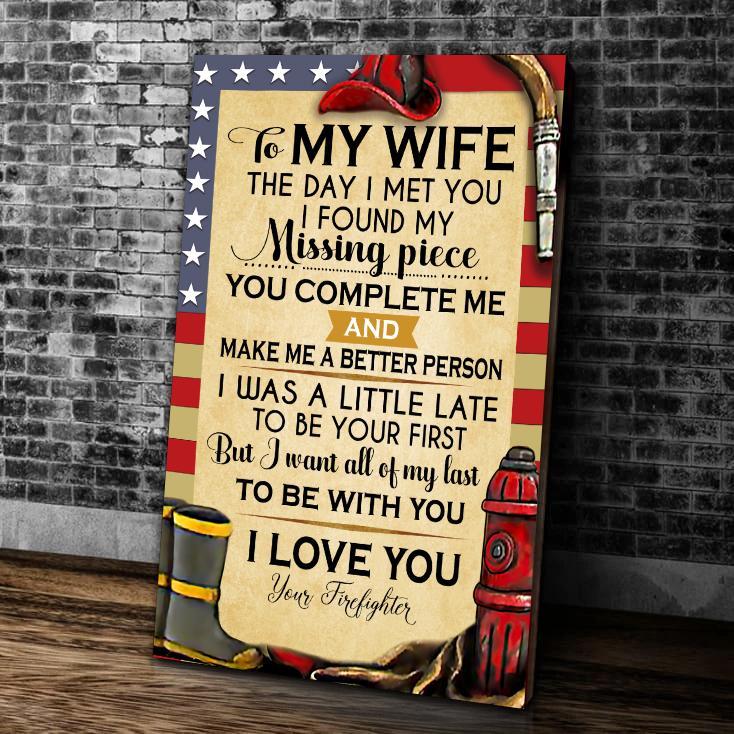 Firefighter To My Wife The Day I Met You Portrait Poster & Canvas Gift For Wife From Husband Decor Home Decor Wall Art Visual Art