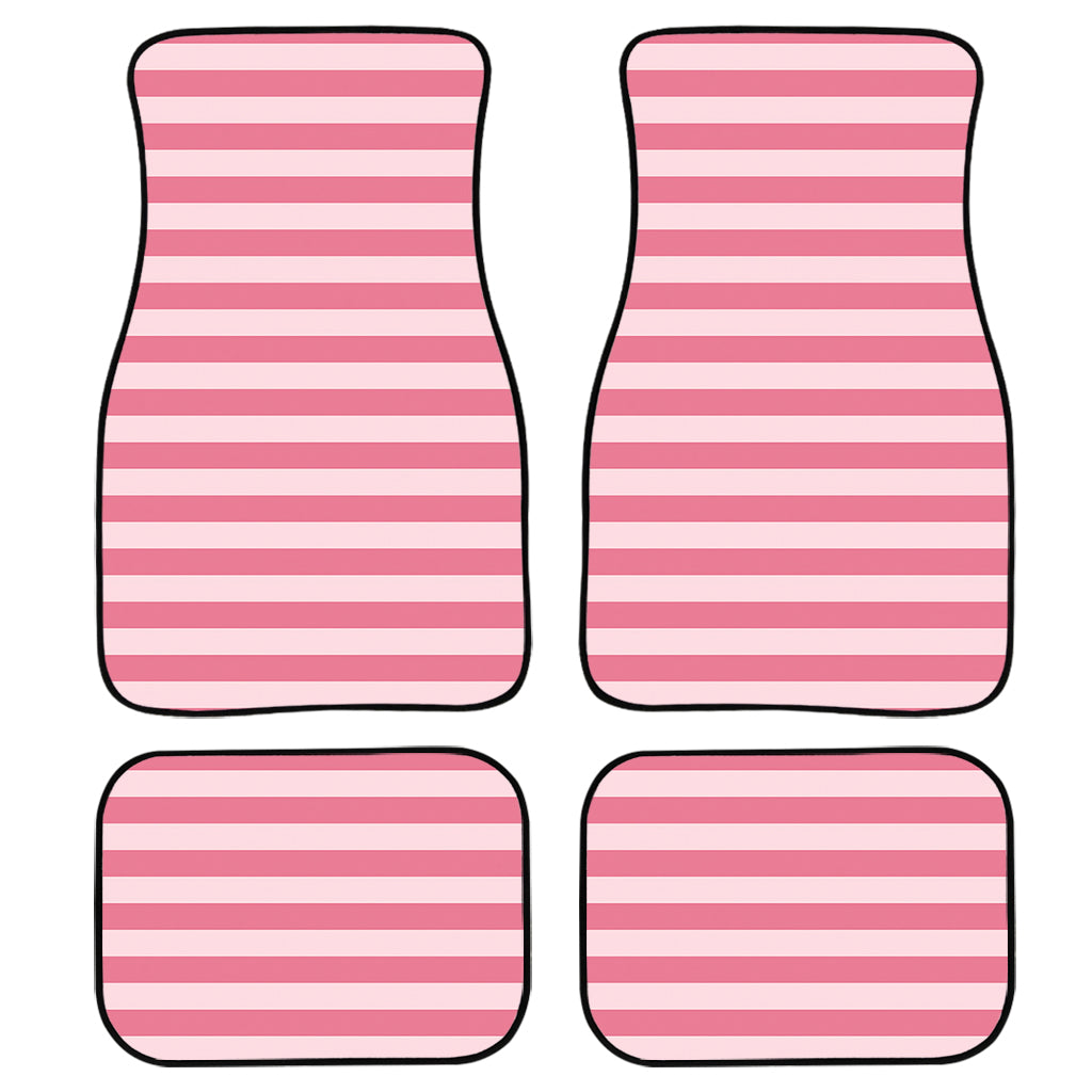 Pink Striped Pattern Print Front And Back Car Floor Mats, Front Car Mat