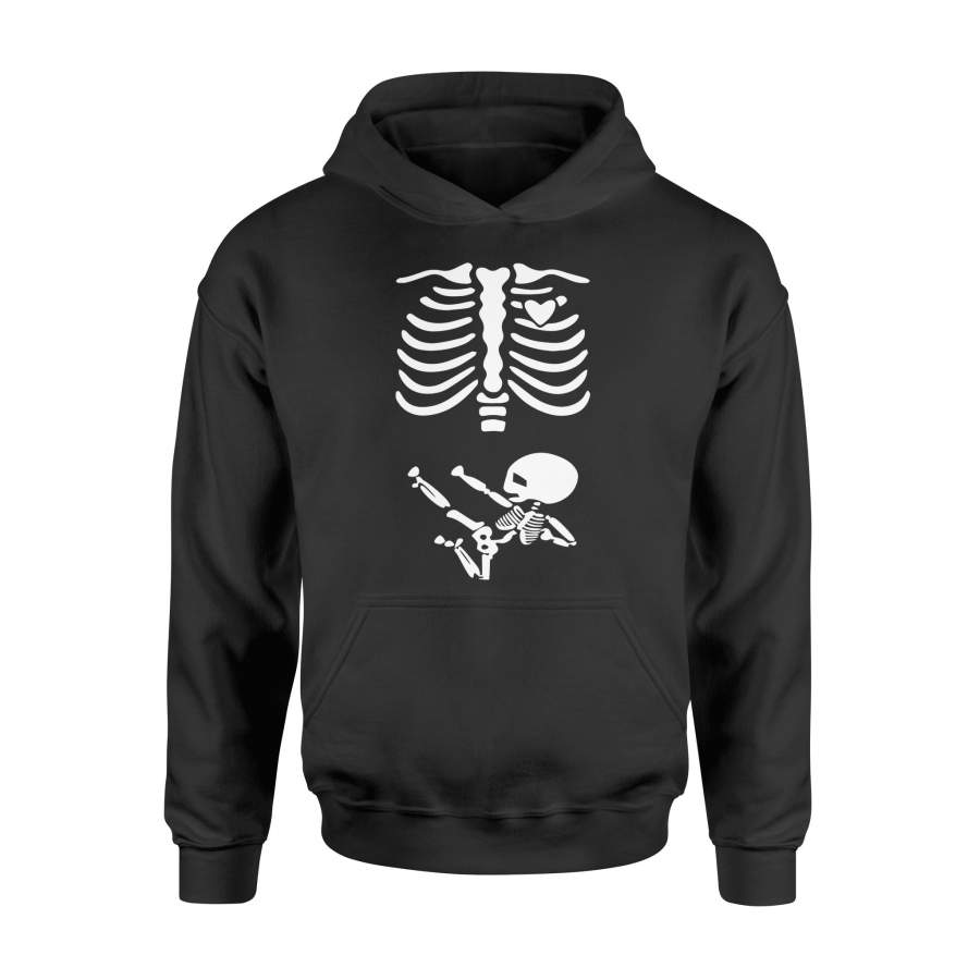 Baby Pregnant Skeleton Xray Karate Halloween Mom And Son Halloween Hoodie