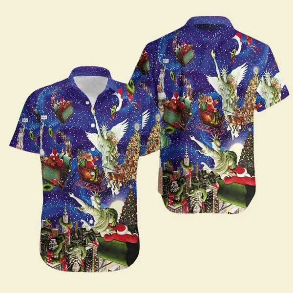 Santa Liberty And Christmas Hawaii Shirt For Men Women Adult Ha98268