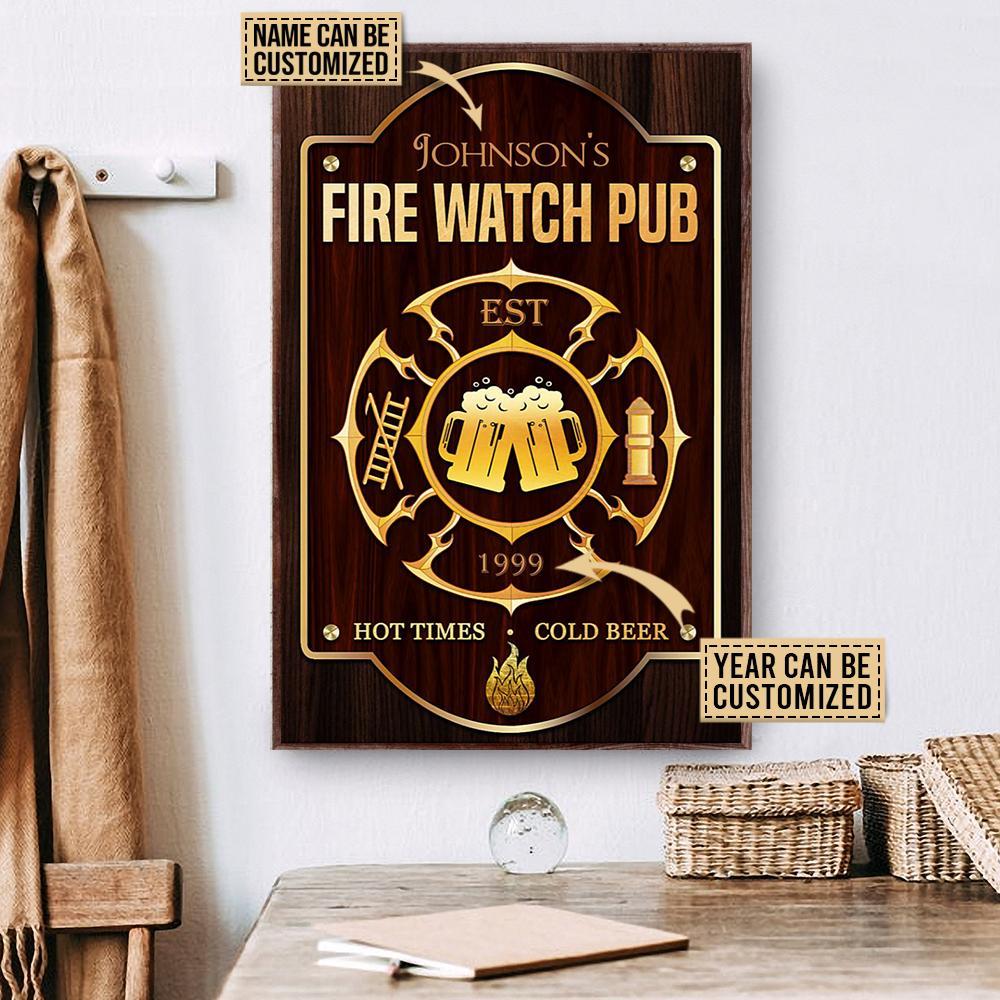 Aeticon Gifts Personalized Firefighter Fire Watch Pub Canvas Mom Dad Gift Home Decor