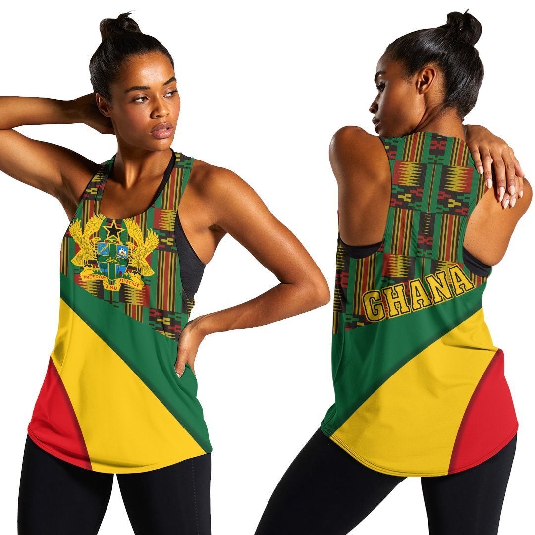 African Women’S Racerback Tank – Ghana Flag Kente Women’S Racerback Tank – Bend Style