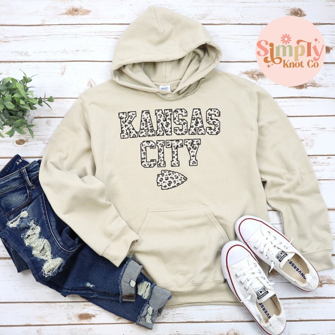 Kansas City Hoodie for Women, Kansas City Football Hoodie, Kansas City Leopard Sweatshirt, Kansas City Gift, KC Football Hoodie, Kansas City