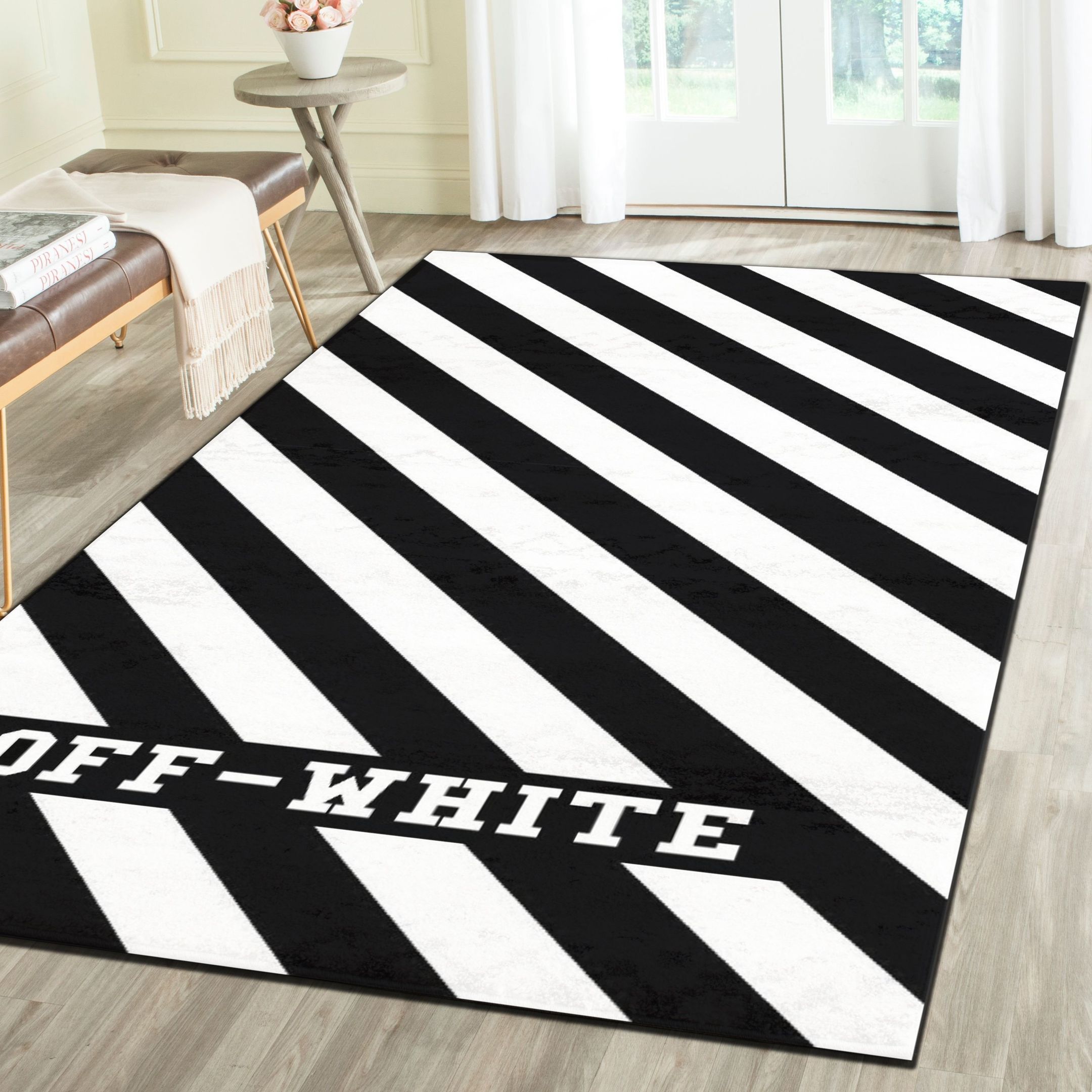 Off-White Logo Area Rugs,Hypebeast Living Room Carpet,Fashion Brand Floor Mat