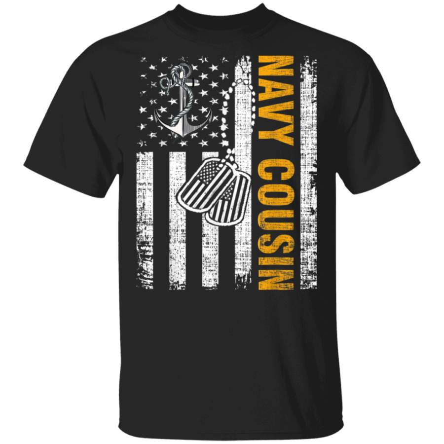 Vintage Navy Cousin American Flag Cool Veteran Day Gift TShirt