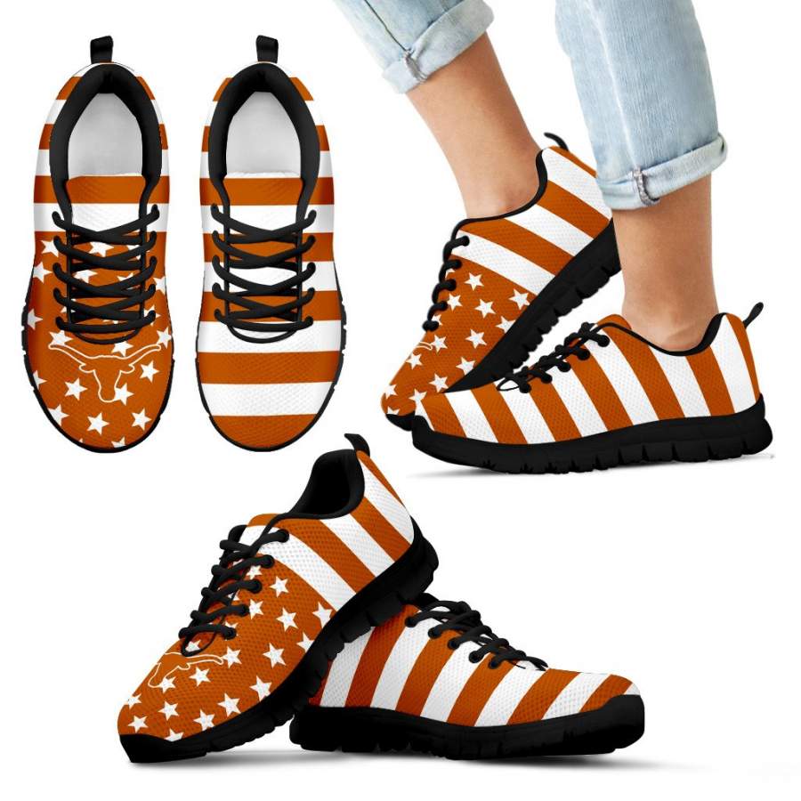 America Flag Logo Bottom Stripes Texas Longhorns Sneakers