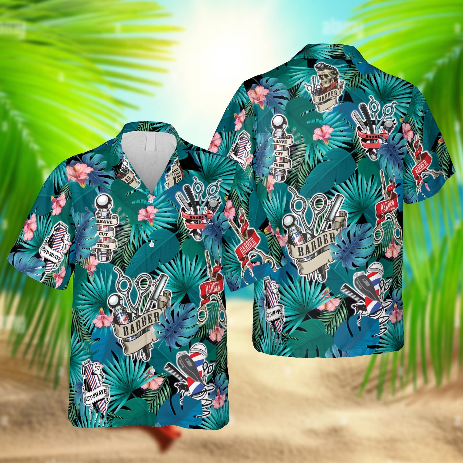 Green Tropical Plants Barber Hawaiian Gift For Hairdresser Ha6734