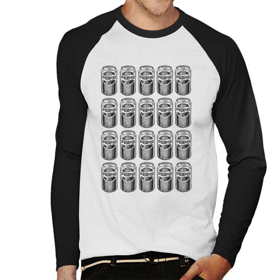 Pepsi 80s Can Pop Art Men’s Baseball Long Sleeved T-Shirt