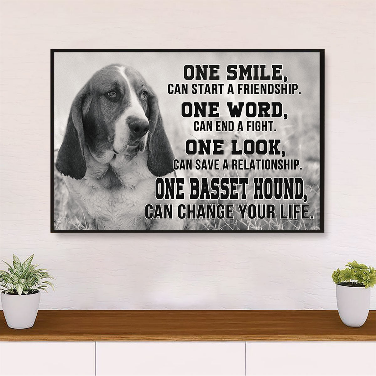 Basset Hound Canvas Wall Art | Motivational Quotes | Home Décor Gift For Miniature Puppies Lover