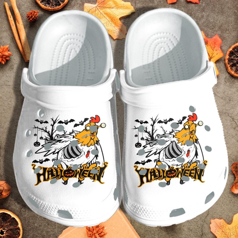 Scary Chicken In Halloween Night Custom Shoes – Happy Halloween Beach Shoes Birthday Gift For Children