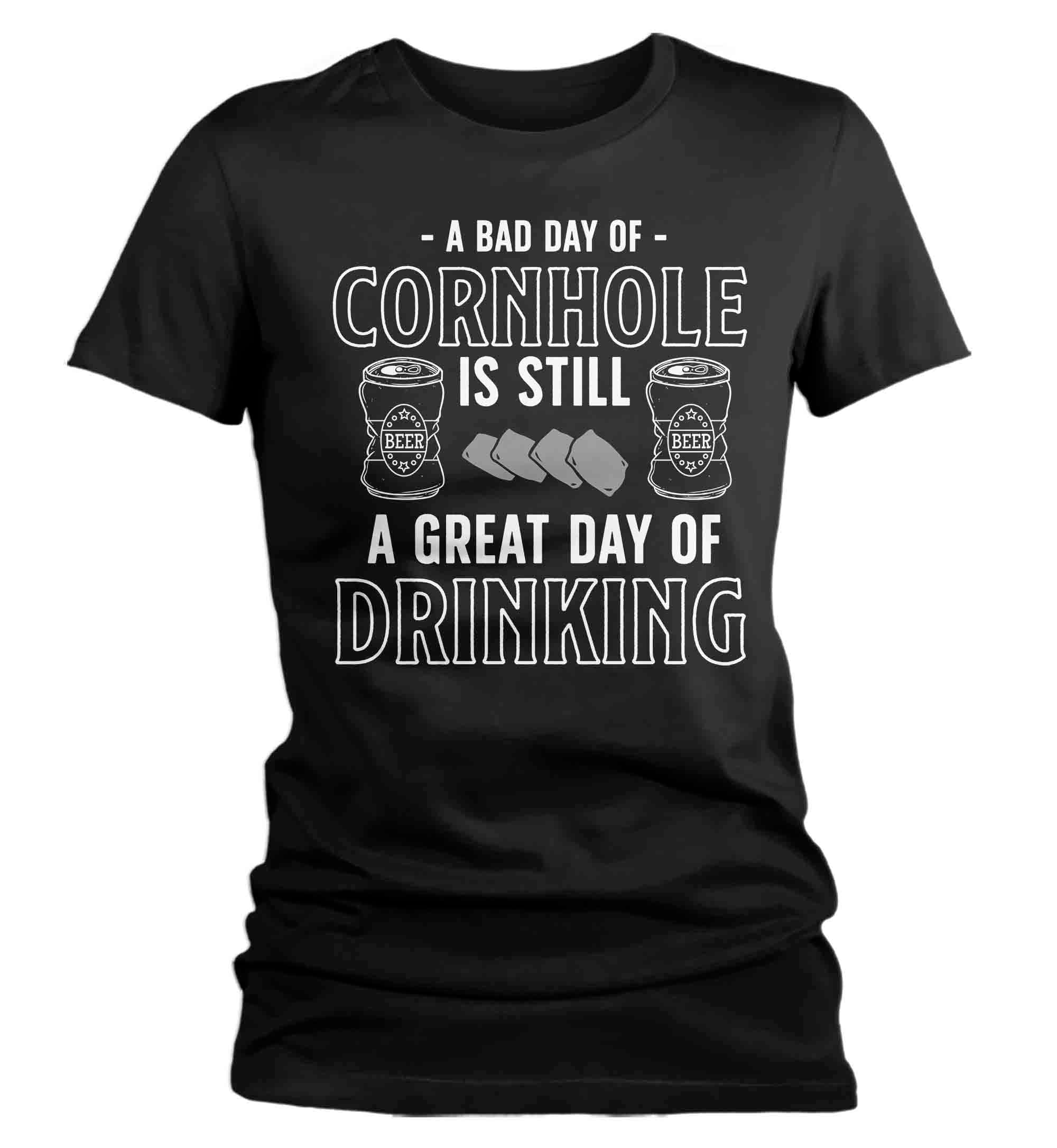 Women’S Funny Cornhole T Shirt Bad Day Corn Hole Shirt Toss Game Board Good Day Drinking Gift Tee Ladies Tshirt Soft Graphic Tee