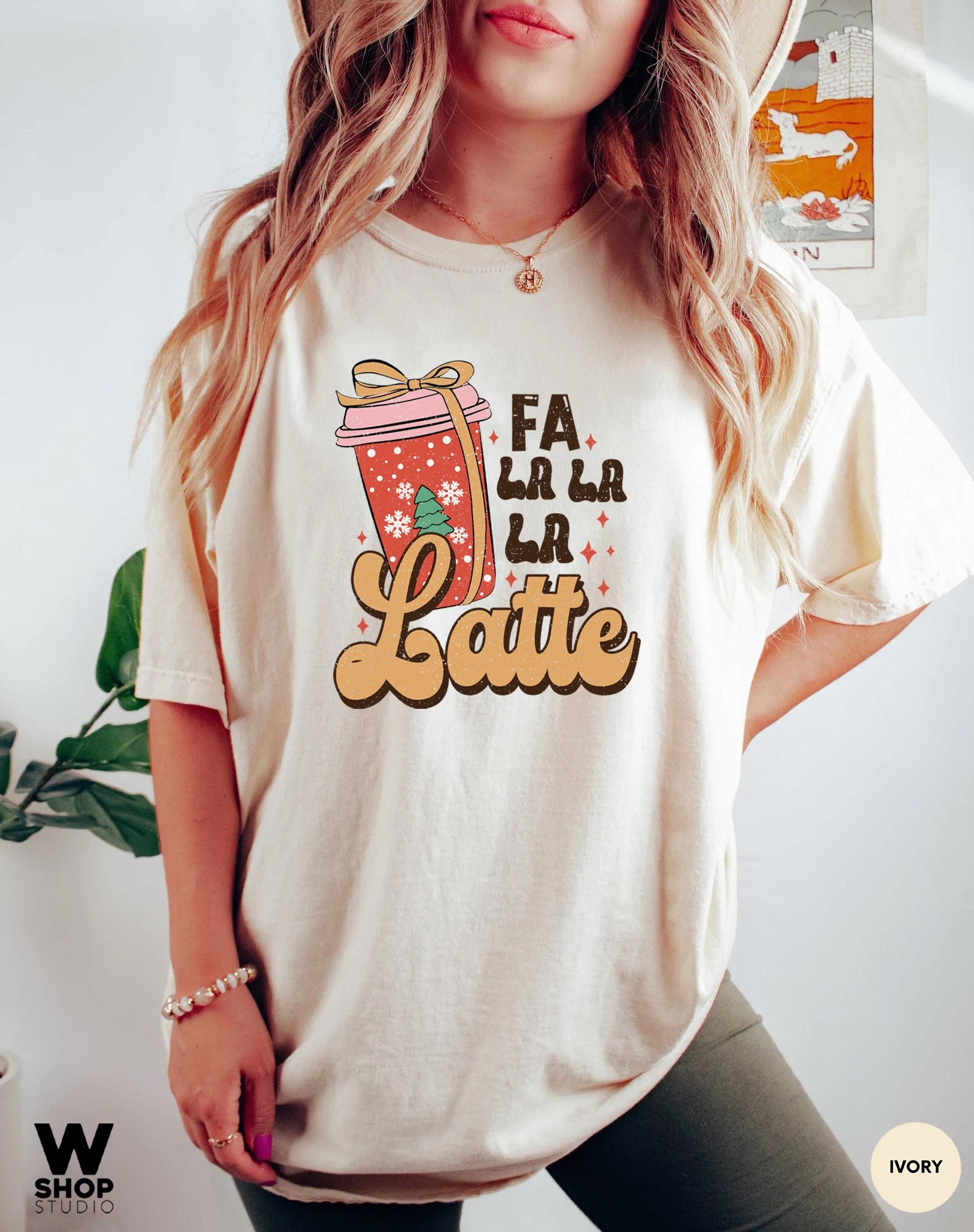 Retro Fa La Latte Christmas Coffee Shirt, Christmas Women Coffee Shirt, Vintage Christmas T shirt, Coffee Lover Gift