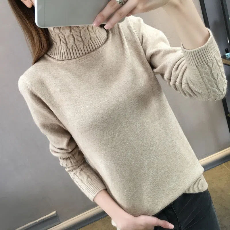 WTEMPO Women Turtleneck Winter Bottoming Sweaters Fall Long Sleeve Slim Knitted Pullover Female Solid Color Casual Thick Jumpers alx