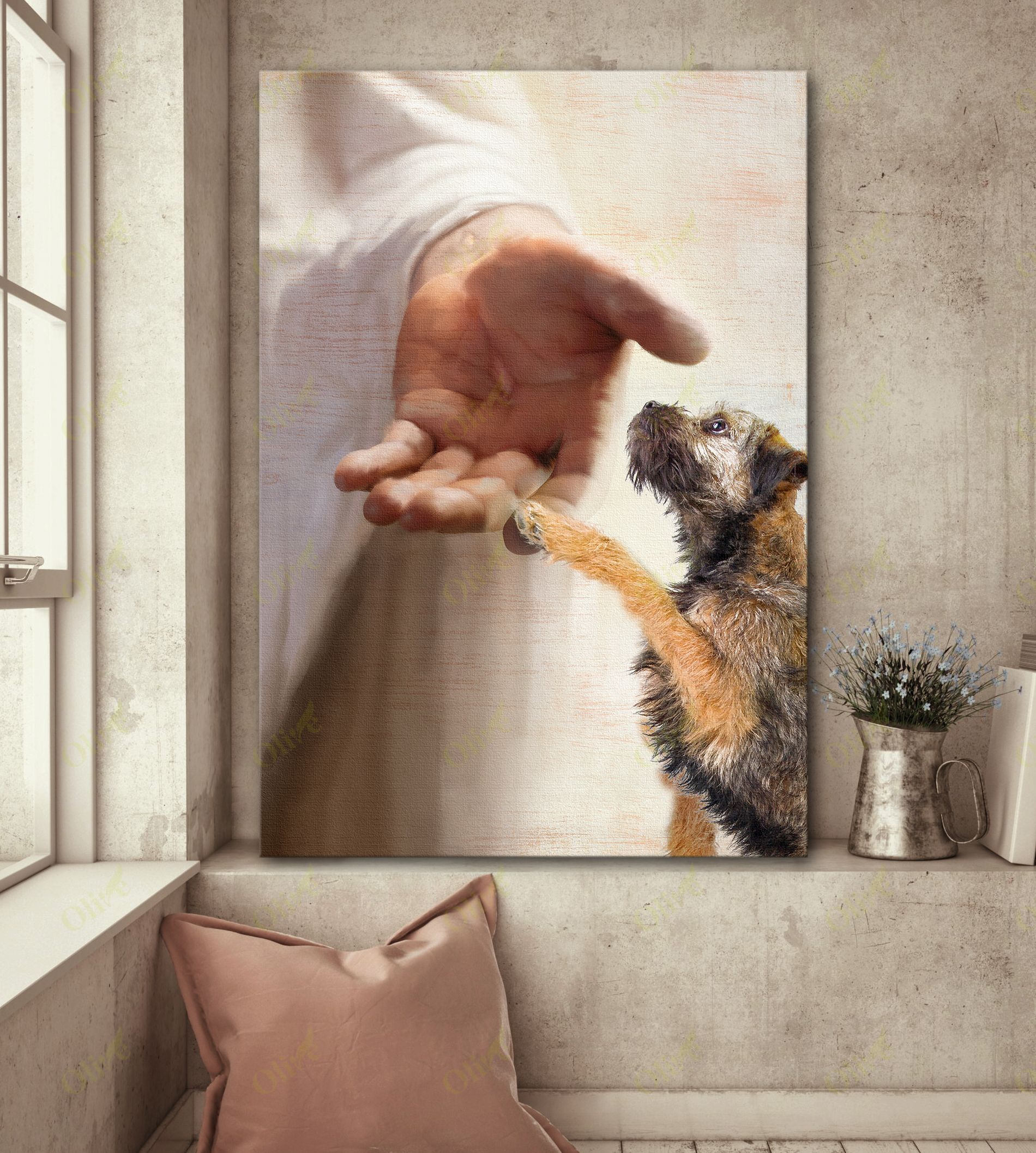 Border Terrier – Take My Hand Canvas Wall Art Home Decor