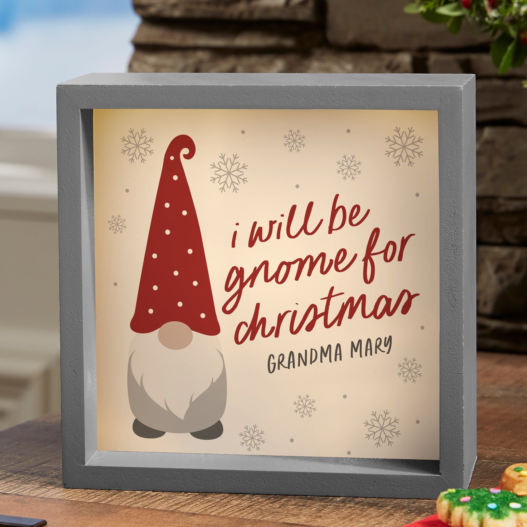 Christmas Gnome Personalized Small Led Light Box, Winter Decor, Christmas Decor, Christmas Lights, Holiday Decor, Christmas Decor