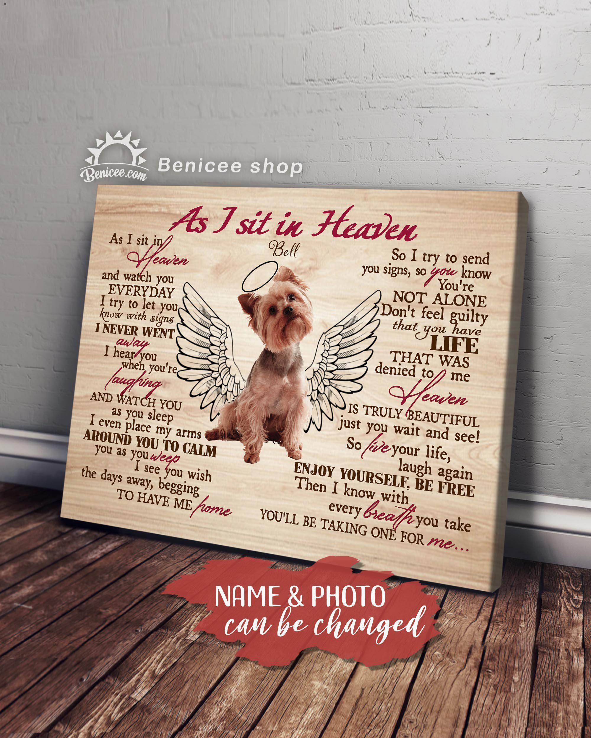 Benicee Personalized Pet Gift Wall Art Canvas As I Sit In Heaven Top 3 Home Decor