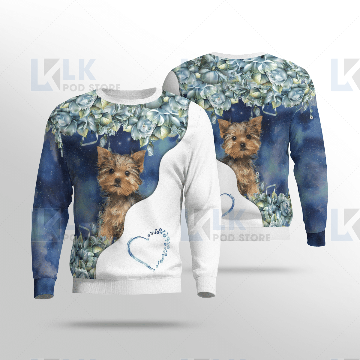 YORKSHIRE TERRIER – SWEATSHIRT Half Curse Flower [ID3-N]