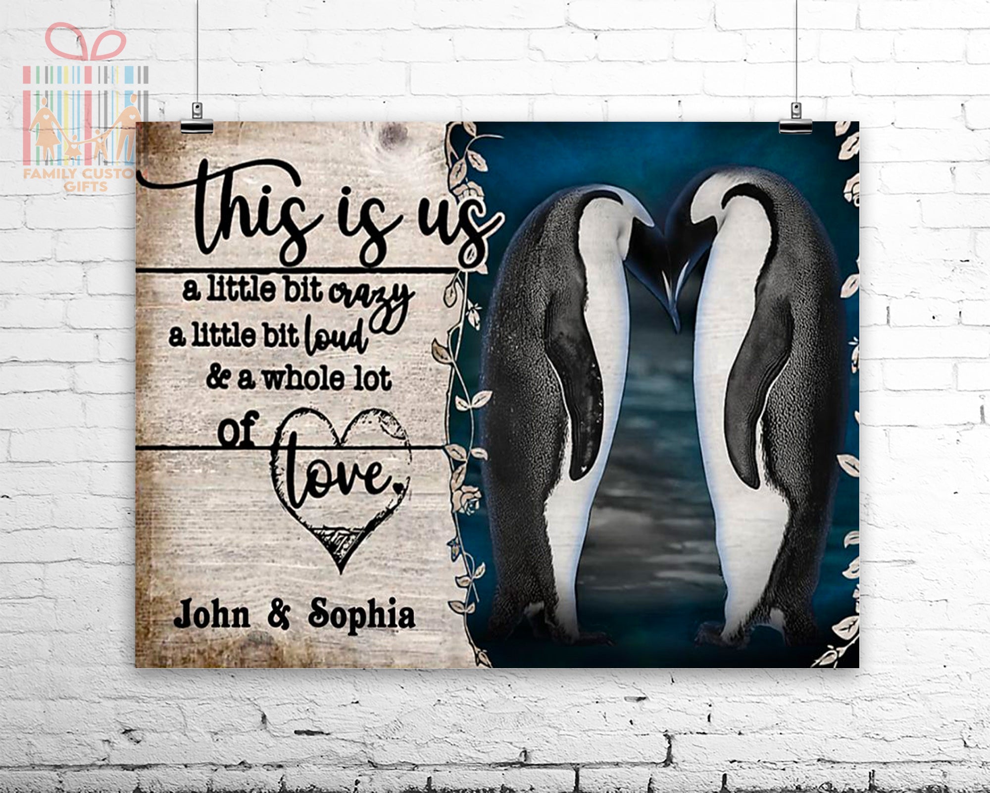 Custom Poster Prints Wall Art Penguin A Little Bit Personalized Gifts Wall Decor – Gift For Her & Him