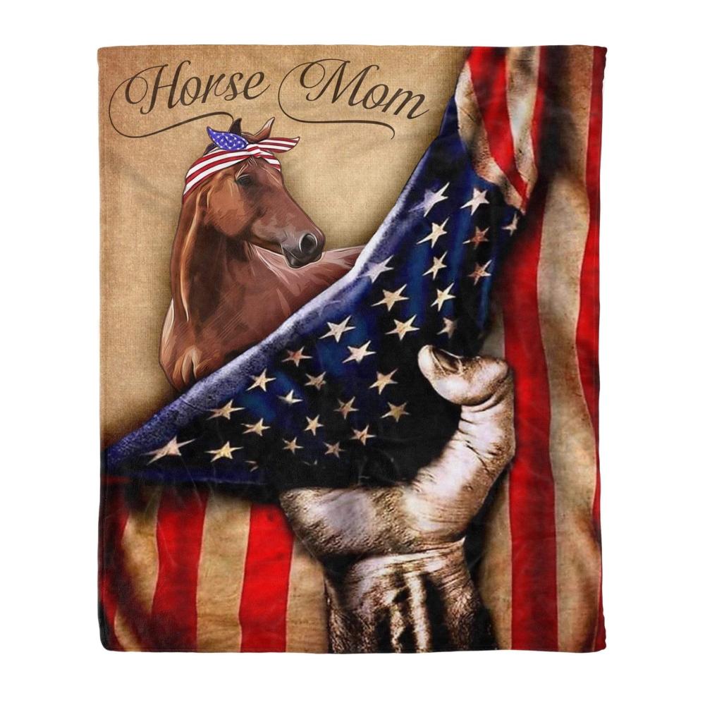 Animal Horse Mom Flag Special Gift Fleece Blanket Family Gift Home Decor Bedding Couch Sofa Soft And Comfy Cozy