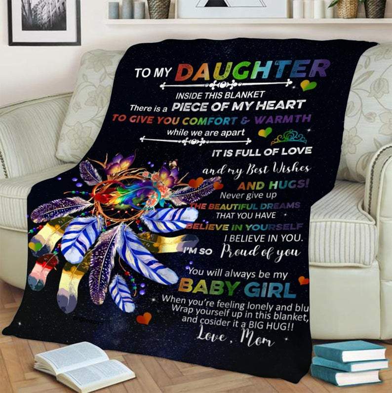 To My Daughter Dream Catcher Blanket Gift For Daughter From Mom Birthday Gift Home Decor Bedding Couch Sofa Soft And Comfy Cozy