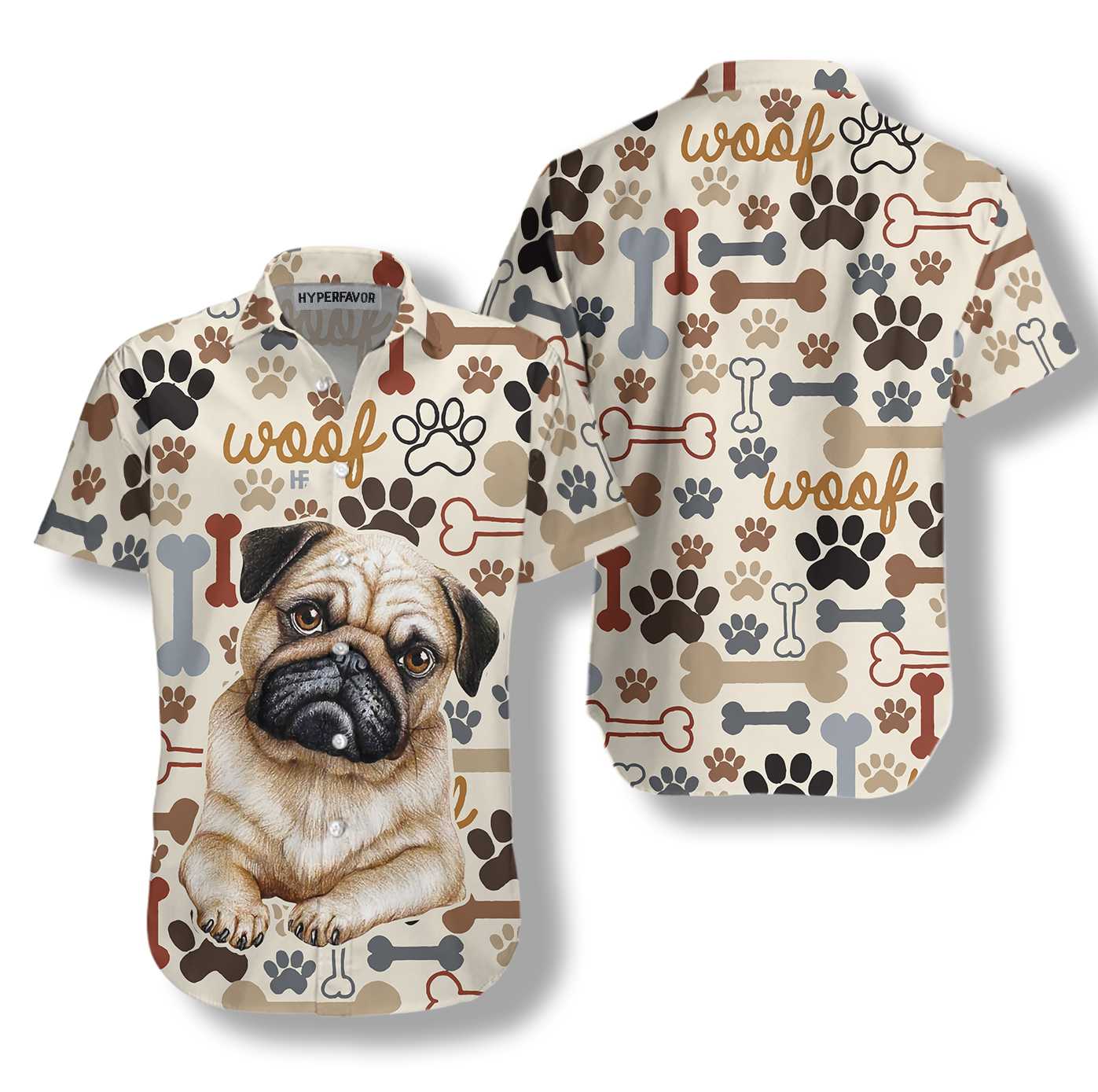 Retro Pug Shirt For Men Hawaii Ha10759