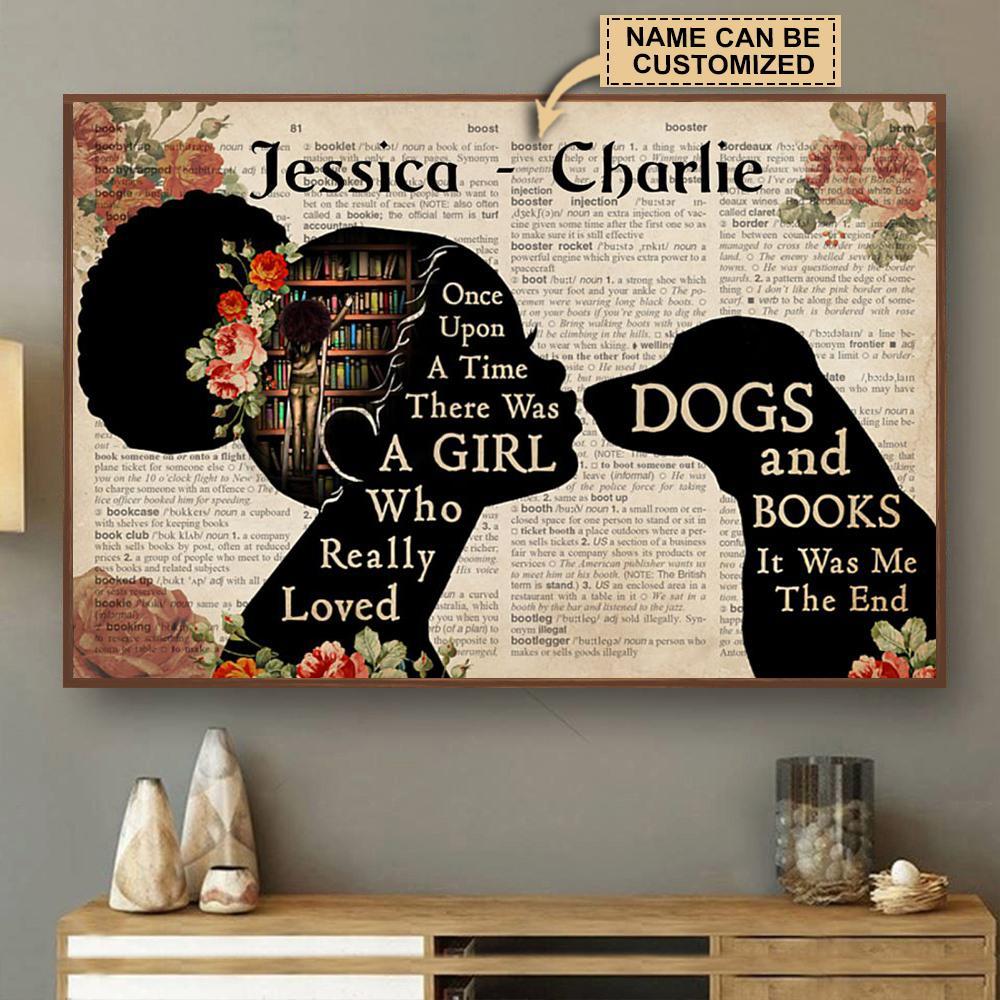 Aeticon Gifts Personalized Reading Girl Loved Dogs And Books Canvas Mom Dad Gift Home Decor