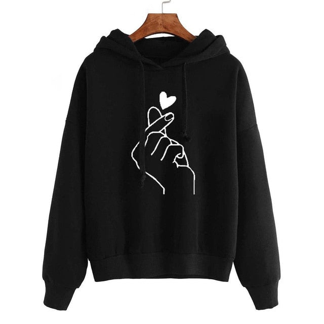 Oversize K Pop Love Heart Finger Hoodies