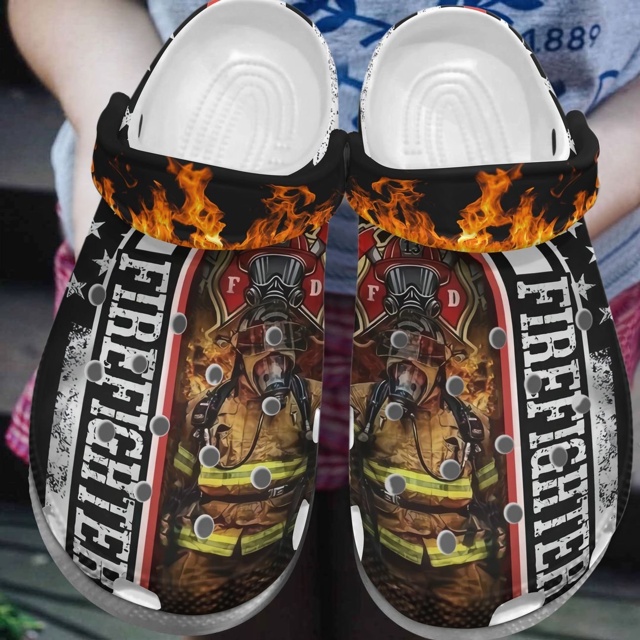 Firefighter Personalized Clog, Custom Name, Text, Color, Number Fashion Style For Women, Men, Kid, Print 3D Fireman