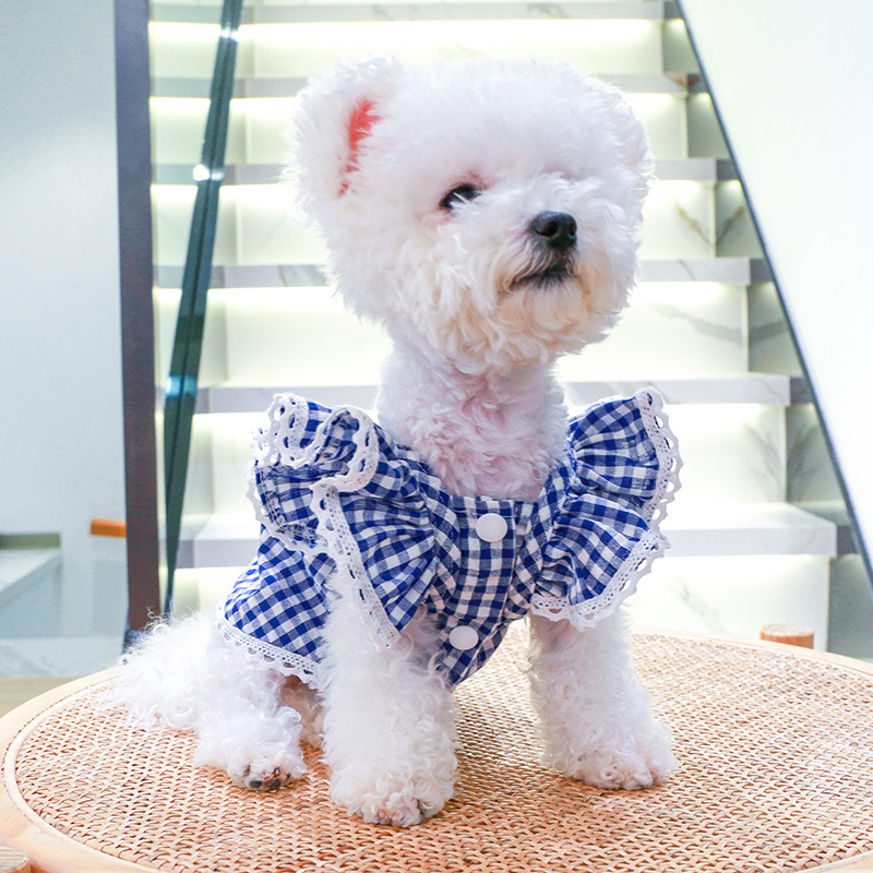 Dog Dress Spring Summer Pet Plaid Cute Clothes For Small Breeds Dogs Puppy Bichon Yorkshire Schnauzer Cat Pets Clothing Dresses alx