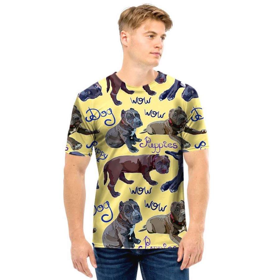 Pitbull Puppy Men T Shirt