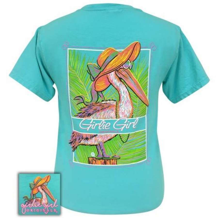 Girlie Girl Originals Preppy Beach Pelican Comfort Color Lagoon Blue T-Shirt