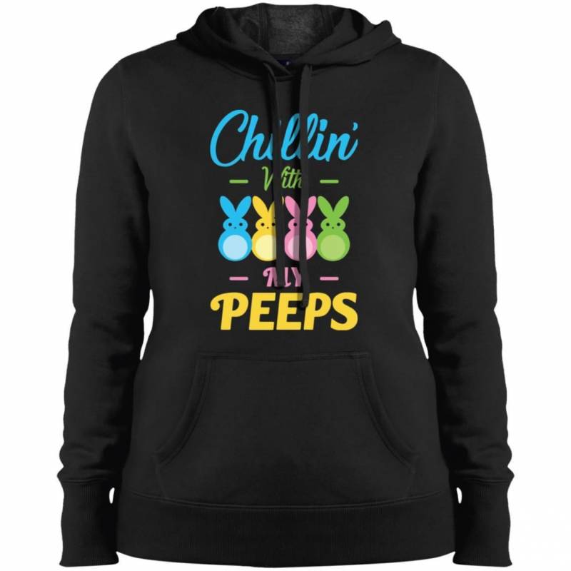 Chillin With My Peeps Easter Bunny Women Hooded Sweatshirt