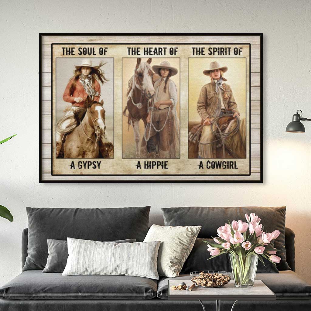 VticStore™ A Gypsy, A Hippie, A Cowgirl – Spirit Of Girls Horizontal Wall Art Frame Canvas – Best home decor ideas, unique gifts