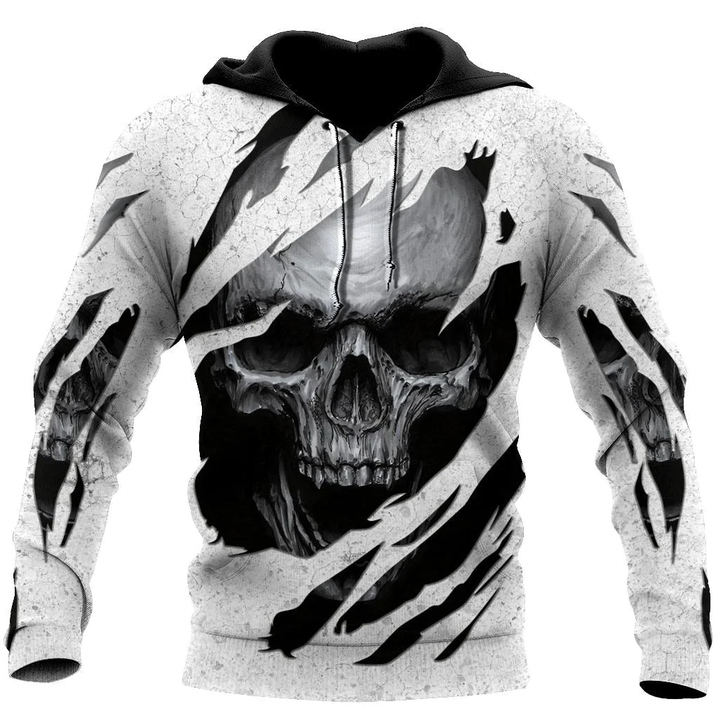 Cool Skull Art Hoodie For Men And Women White And Black Skull Hoodie For Him Her