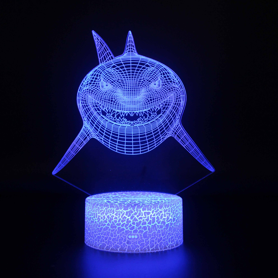 Acrylic Table Lamp 3D Illusion Shark For Home Room Decor Colorful LED Changing Lights Kid Child Creative Gift Night Light alx