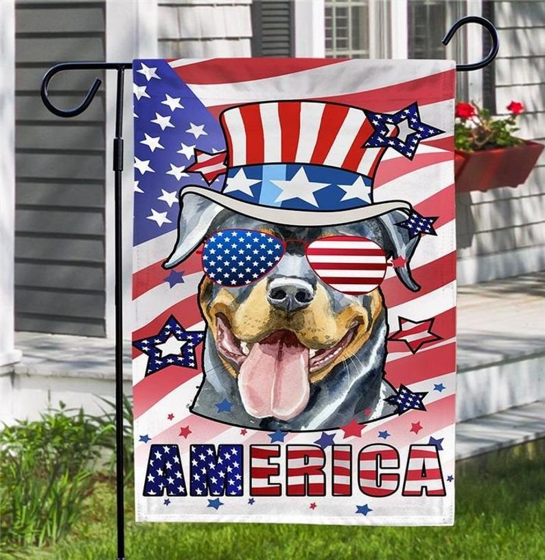 America Flag Funny Garden Flag Canvas Yard Flags Floral Home Decor, New House Gift, Art Decoration