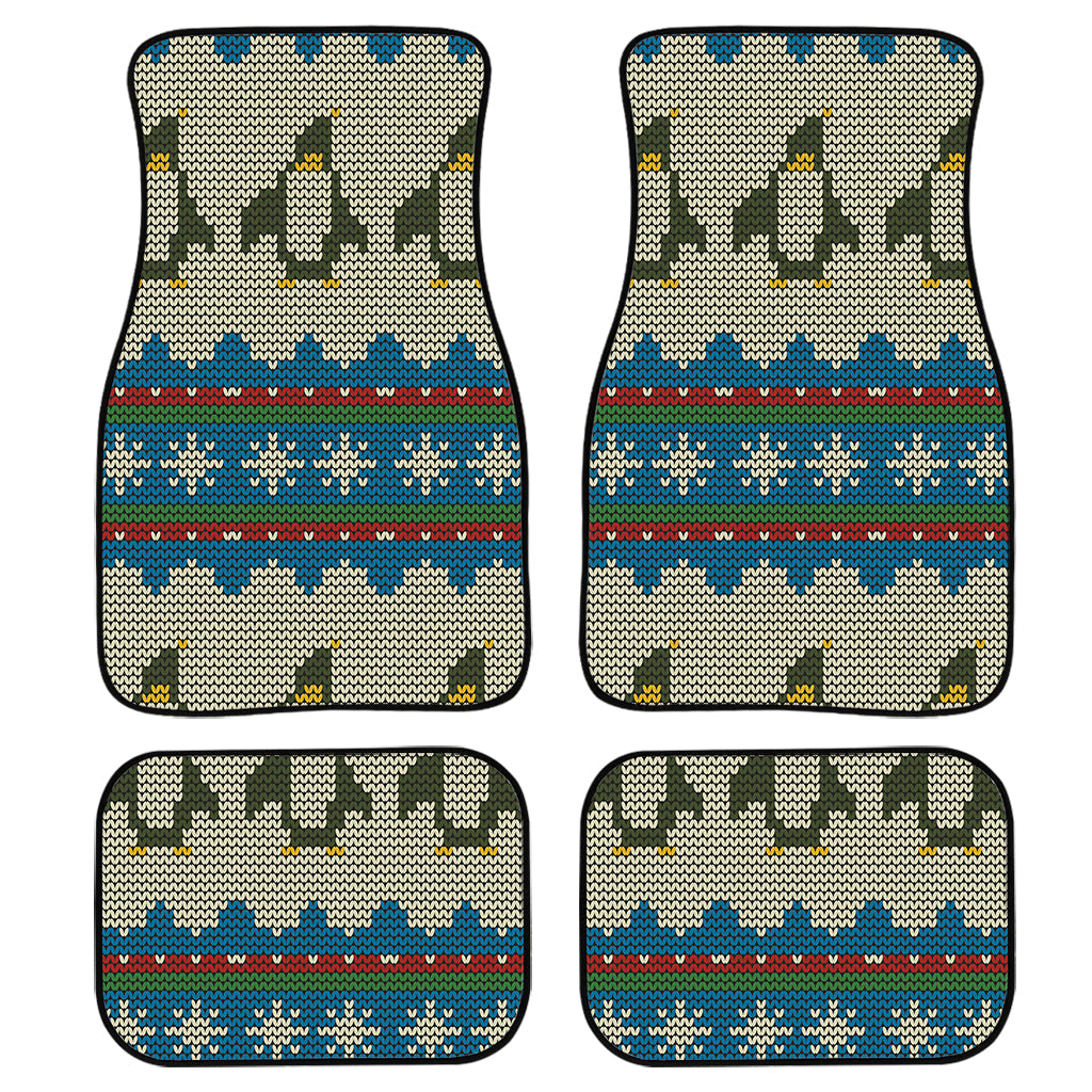 Xmas Penguin Pattern Print Front And Back Car Floor Mats, Front Car Mat