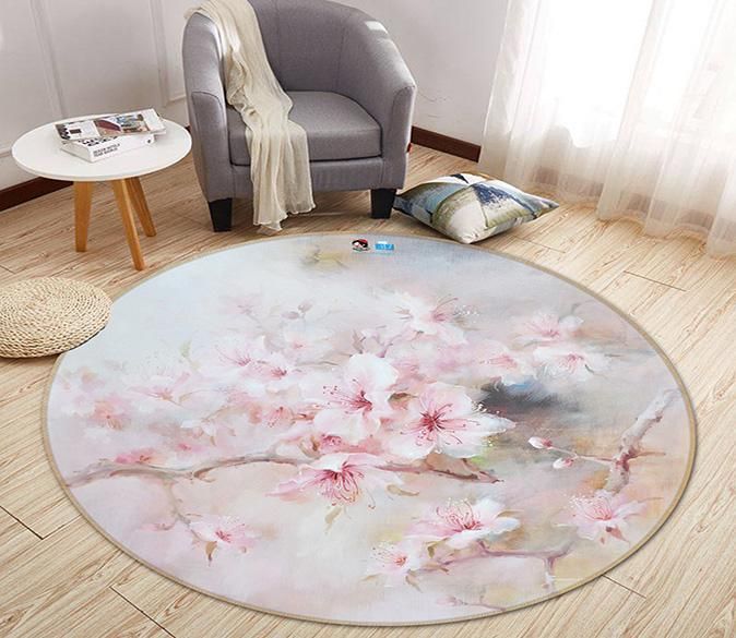 3D Beautiful Peach 082 Round Rug – Round Carpet Home Decor