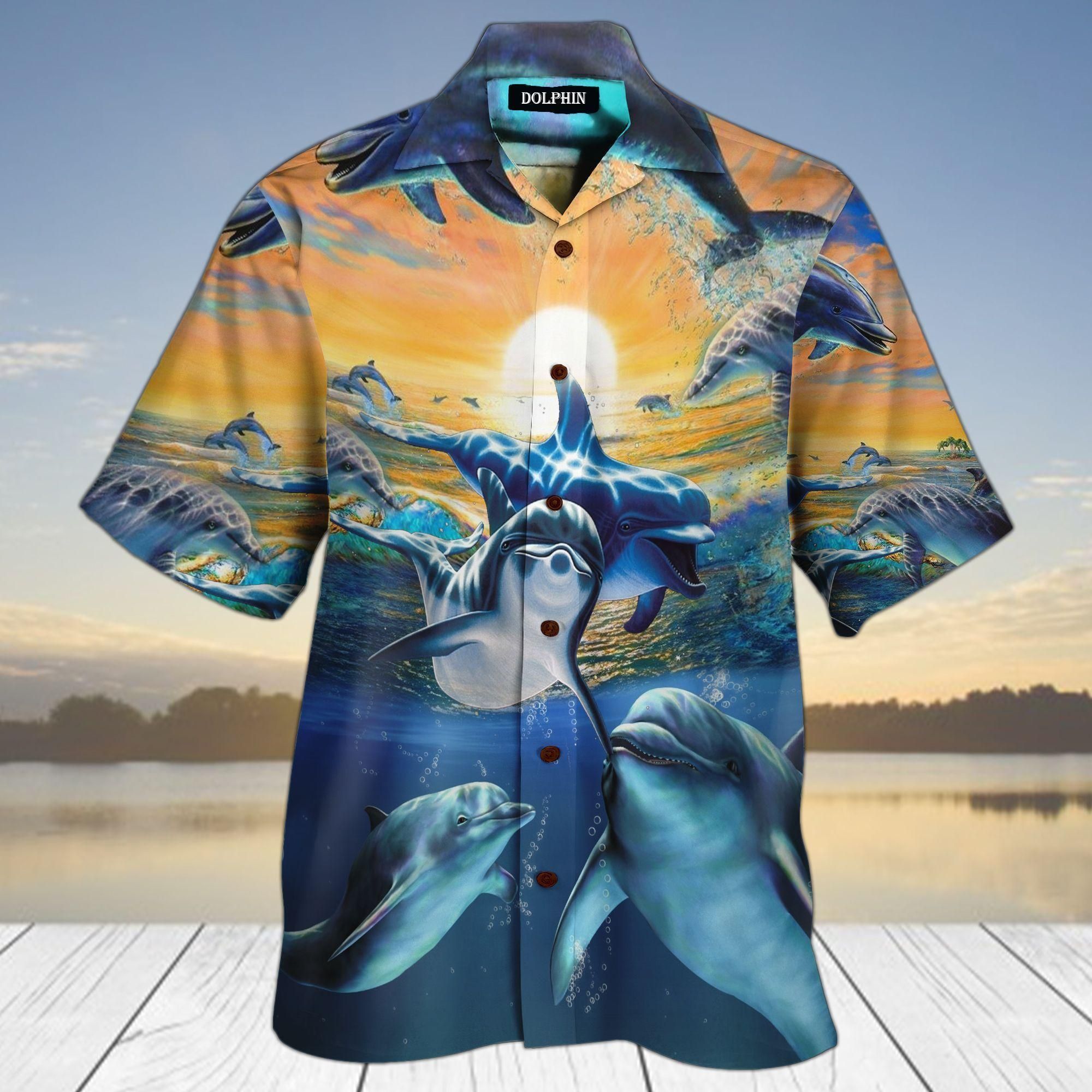 Dolphin Deep Sea Aloha Hawaiian Shirt Colorful Short Sleeve Summer Beach Casual Shirt For Men And Women