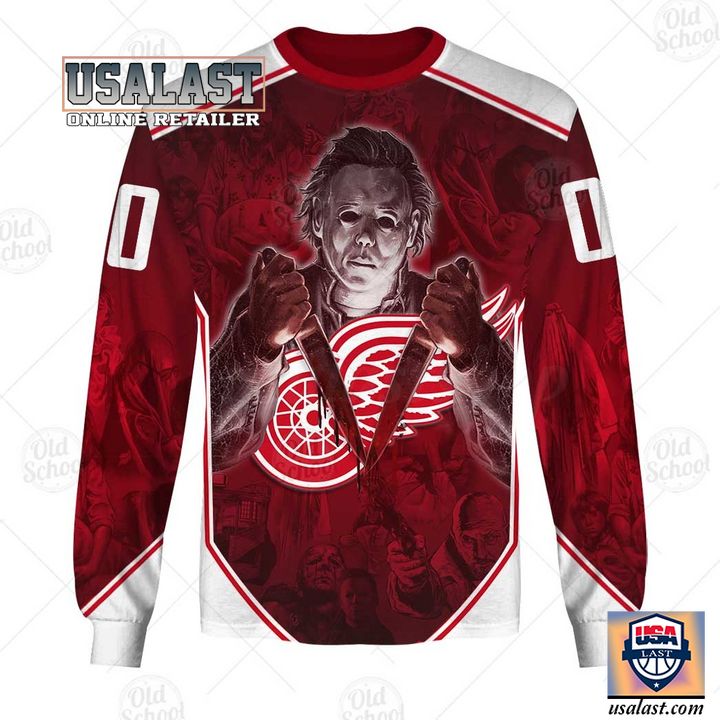 Detroit Red Wings Custom Name Number Michael Myers Halloween Gift For Fan 3D Full Printing Sweatshirt