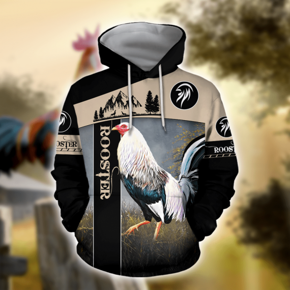 Animal Gifts Rooster Gifts White Rooster Farmer Black Us Unisex Size Hoodie