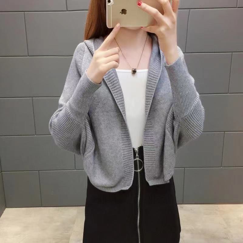 Stylish Hooded All-match Batwing Sleeve Cardigan Sweater Female Clothing 2022 Autumn New Oversized Casual Tops Loose Korean Coat alx