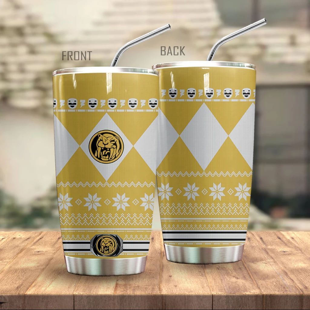 Yellow Mighty Morphin Power Ranger Ugly Christmas Gift For Lover Day Travel Tumbler All Over Print Size 20Oz – 30Oz